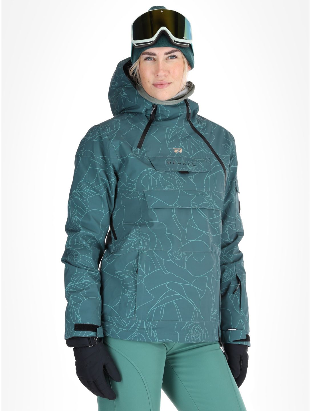 Rehall, Lou-R ski jacket women Roses Smoke Pine green 