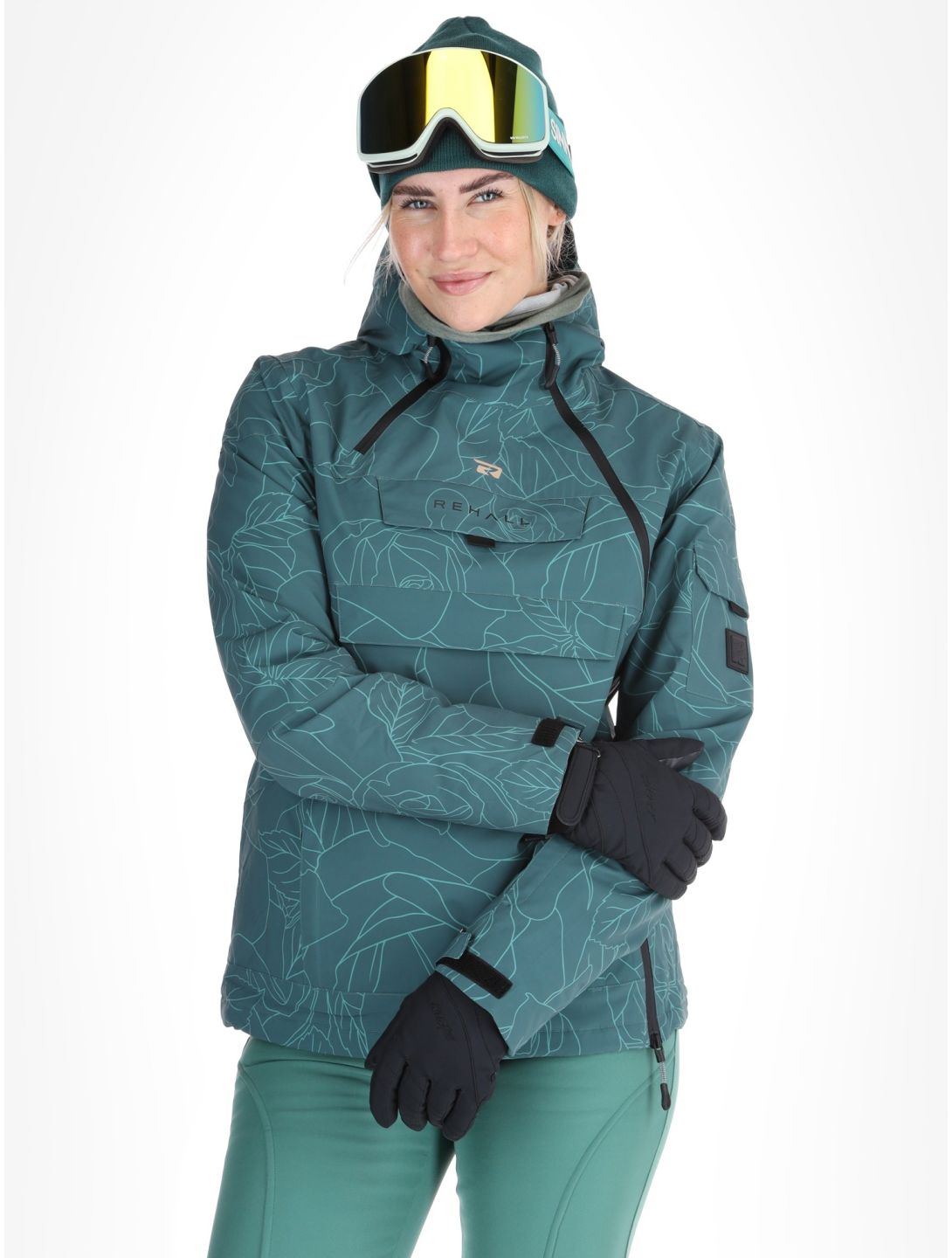 Rehall, Lou-R ski jacket women Roses Smoke Pine green 