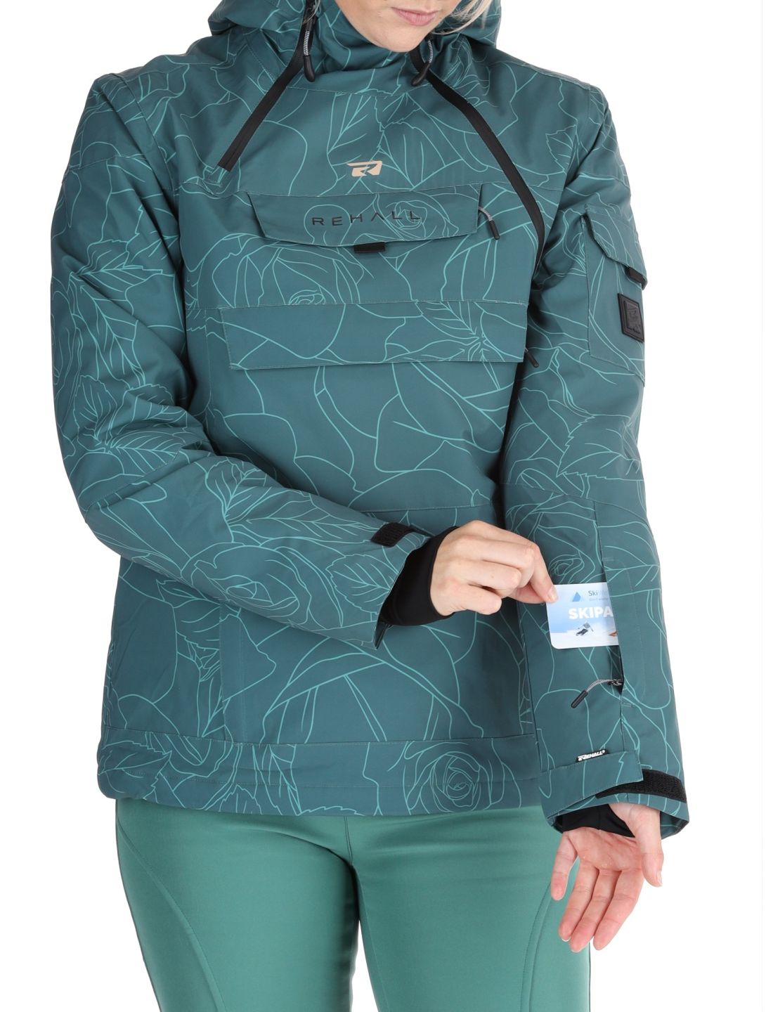 Rehall, Lou-R ski jacket women Roses Smoke Pine green 