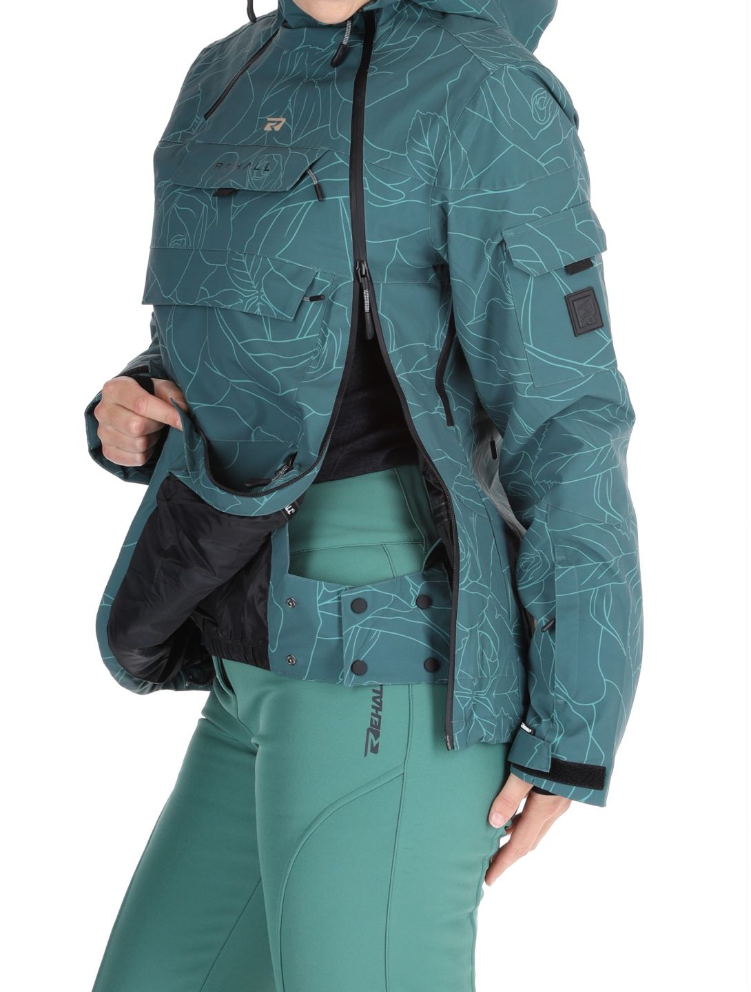 Rehall, Lou-R ski jacket women Roses Smoke Pine green 