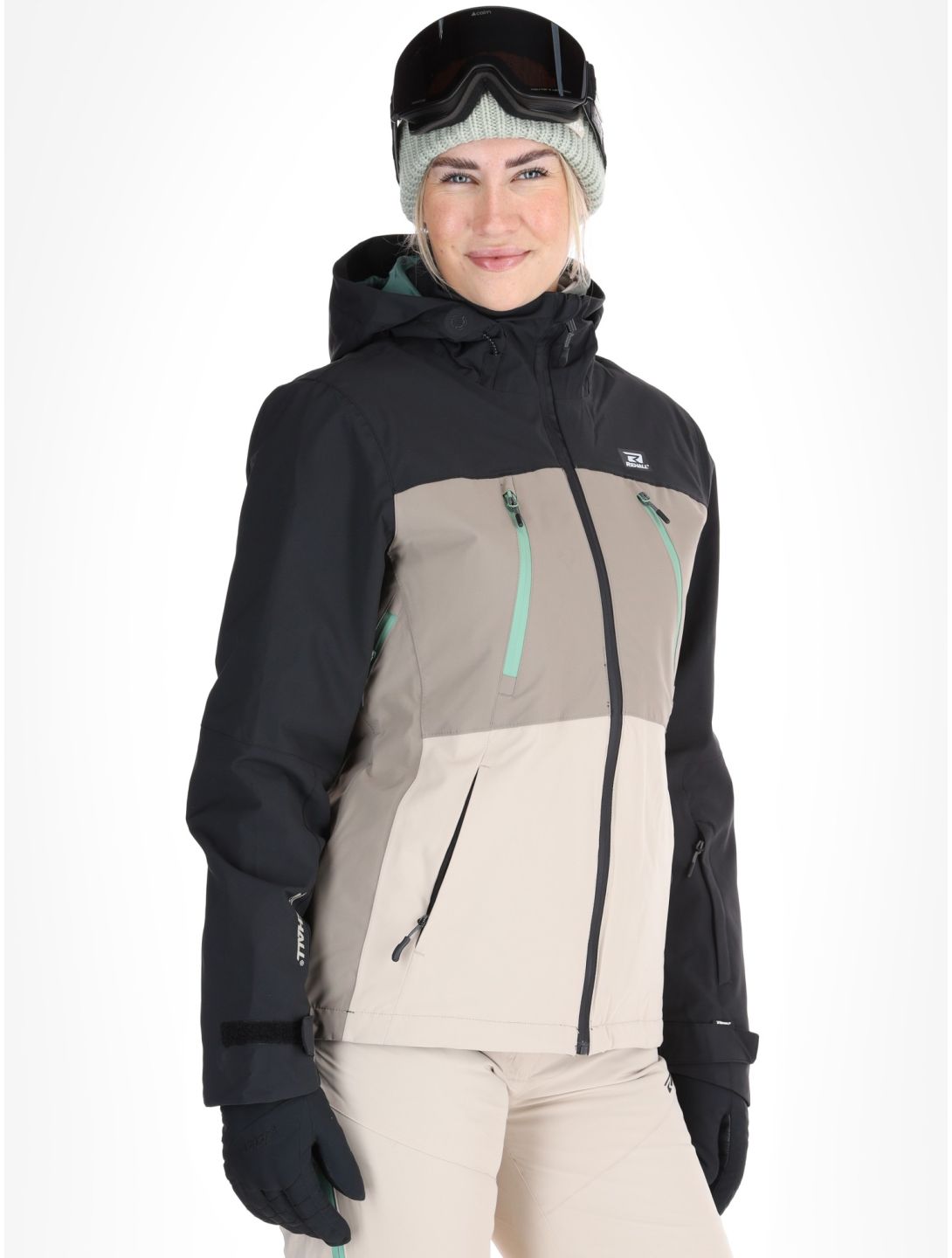 Rehall, Meave-R ski jacket women Feldspar beige, black, green 