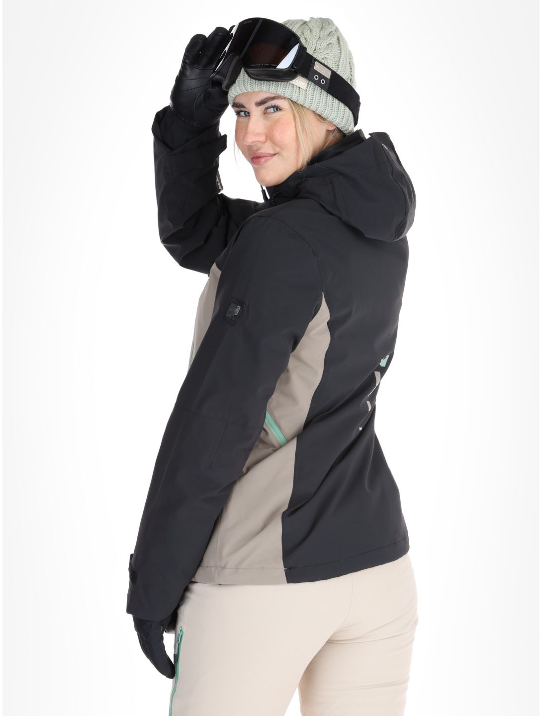 Rehall, Meave-R ski jacket women Feldspar beige, black, green 