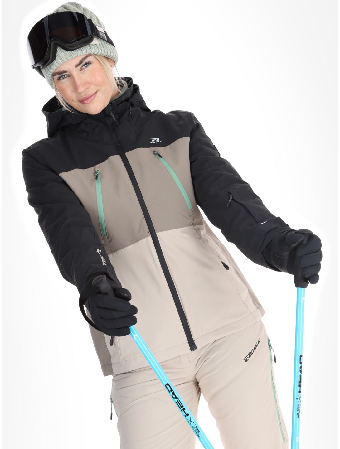 Rehall, Meave-R ski jacket women Feldspar beige, black, green 