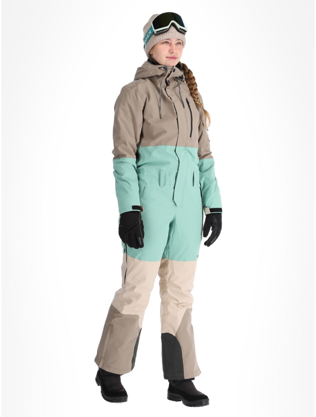 Rehall, Tyger-R ski suit women Feldspar beige, green 