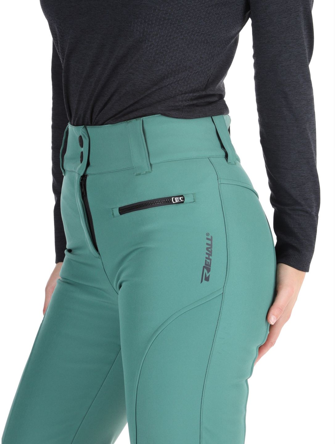 Rehall, Yves-R softshell ski pants women Smoke Pine green 