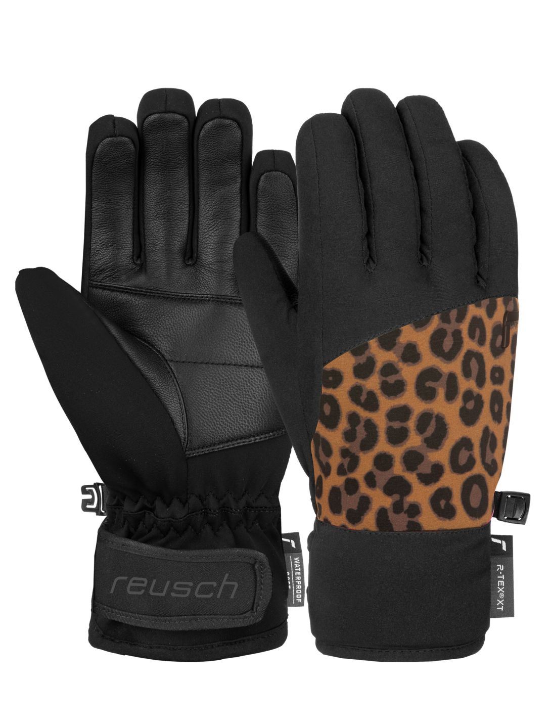 Reusch, Beatrix R-TEX® XT ski gloves kids Black / Brown Leopard black, brown 