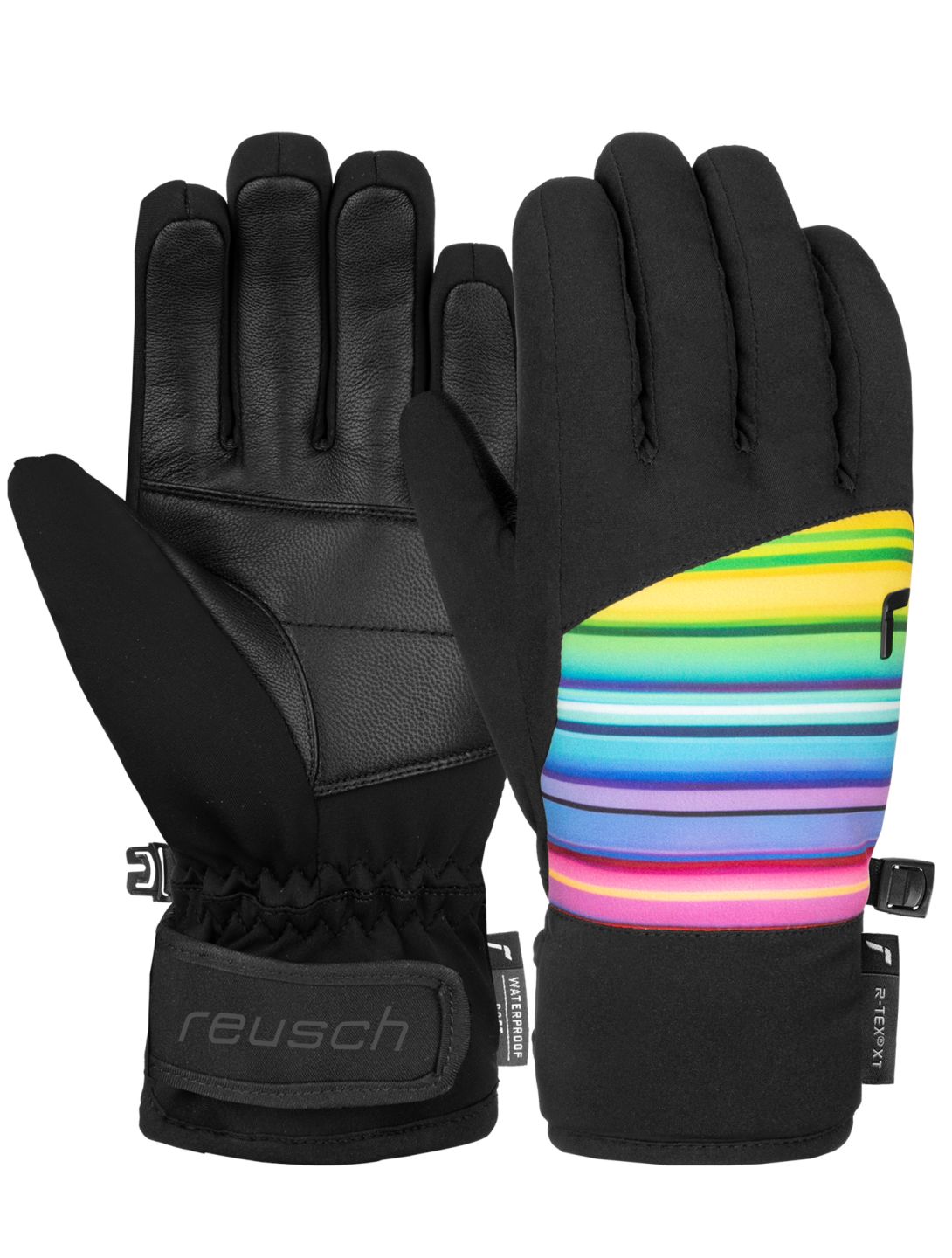 Reusch, Beatrix R-TEX® XT ski gloves kids Black / Multicolour Lines black, multicolor 