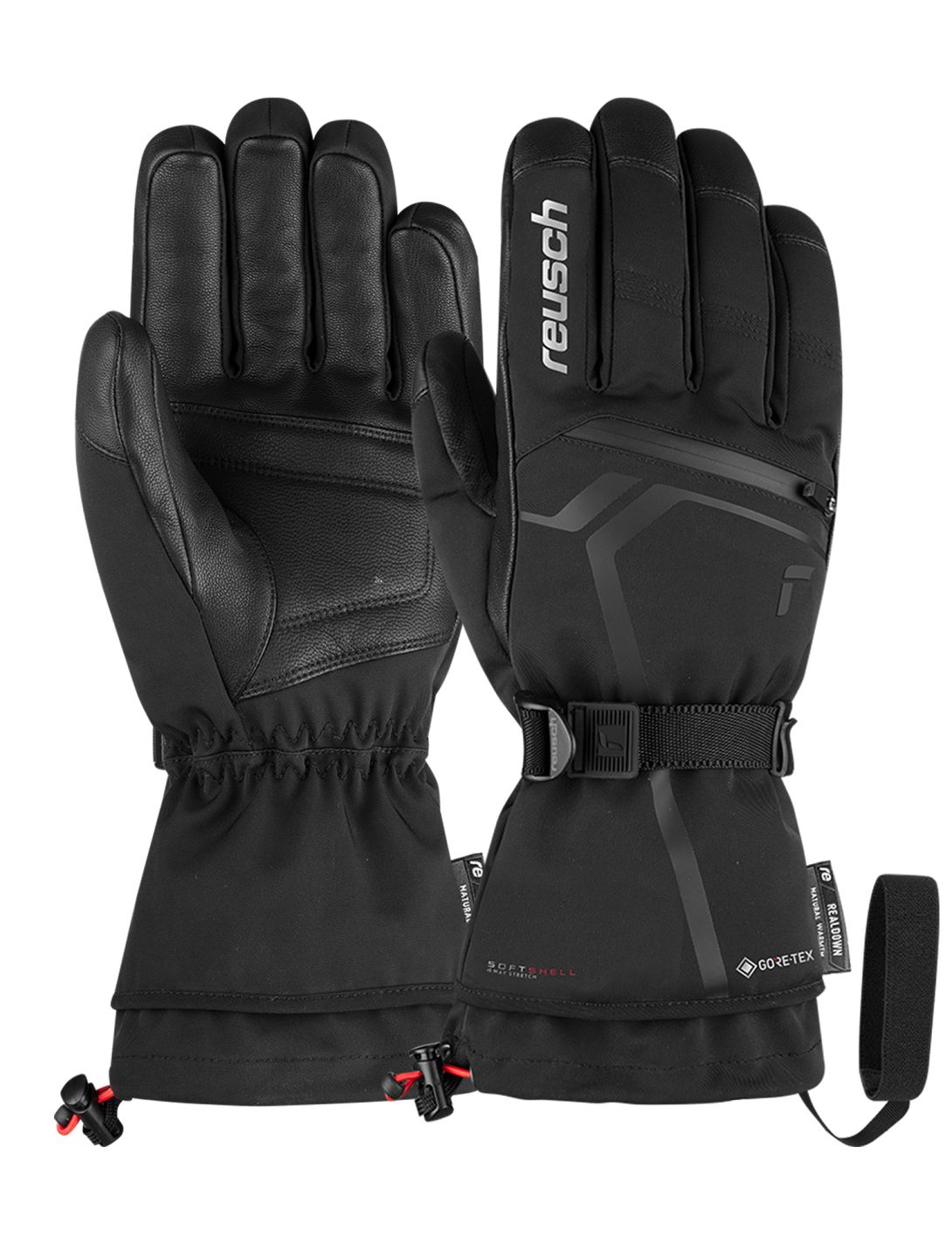 Reusch, Down Spirit GTX ski gloves men Black / Silver black, Zilver 