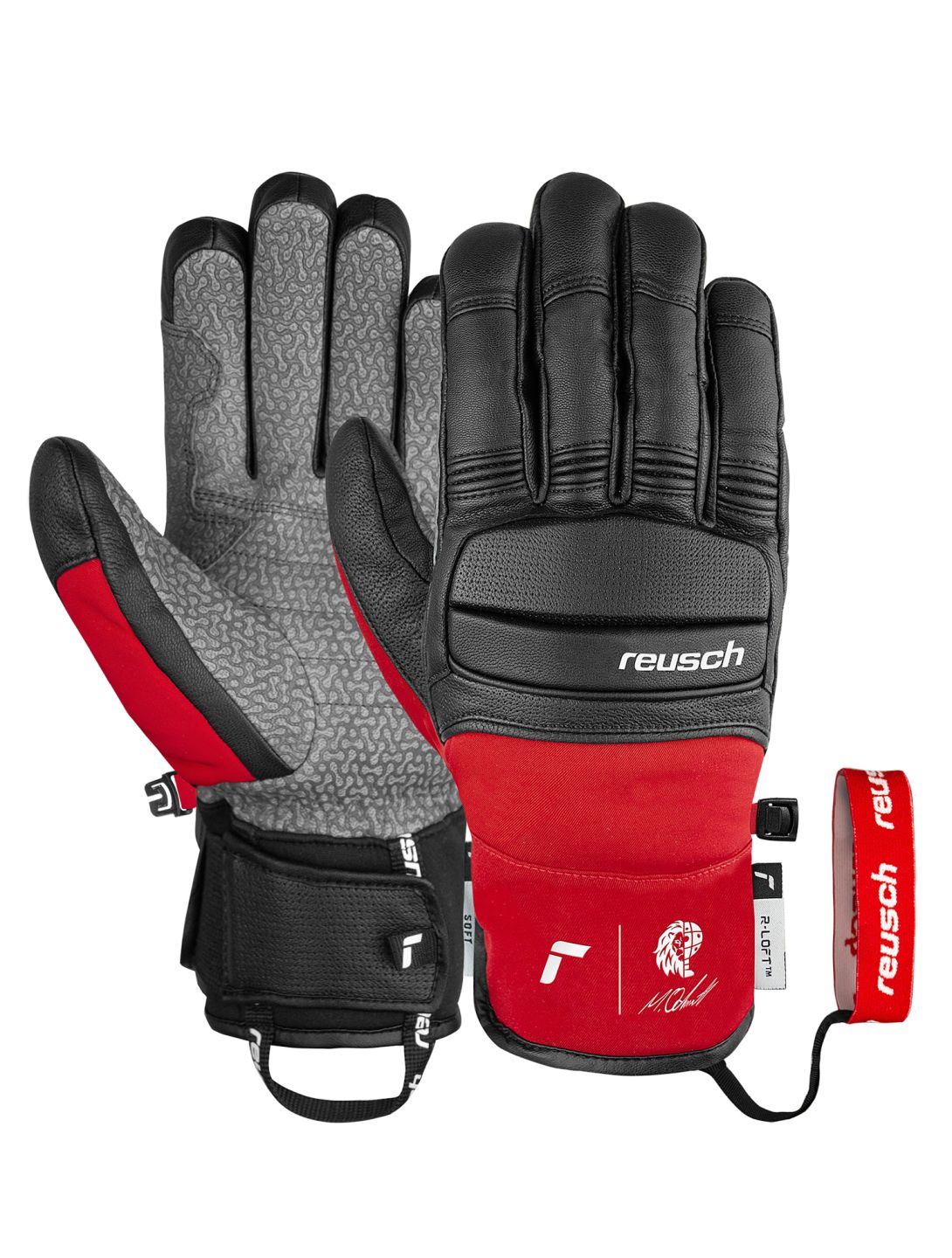 Reusch, Marco Odermatt ski gloves men Black / Fire Red black, red 