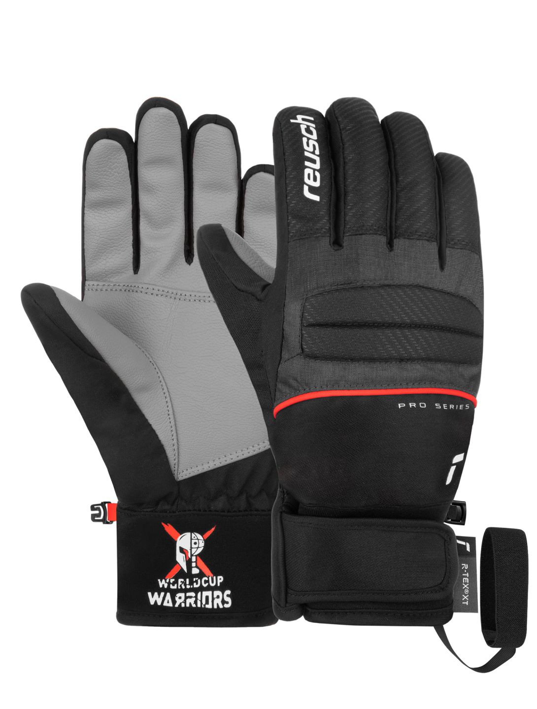 Reusch, Reusch Warrior R-TEX® XT ski gloves kids Black / White / Fluo Red black, red, white 