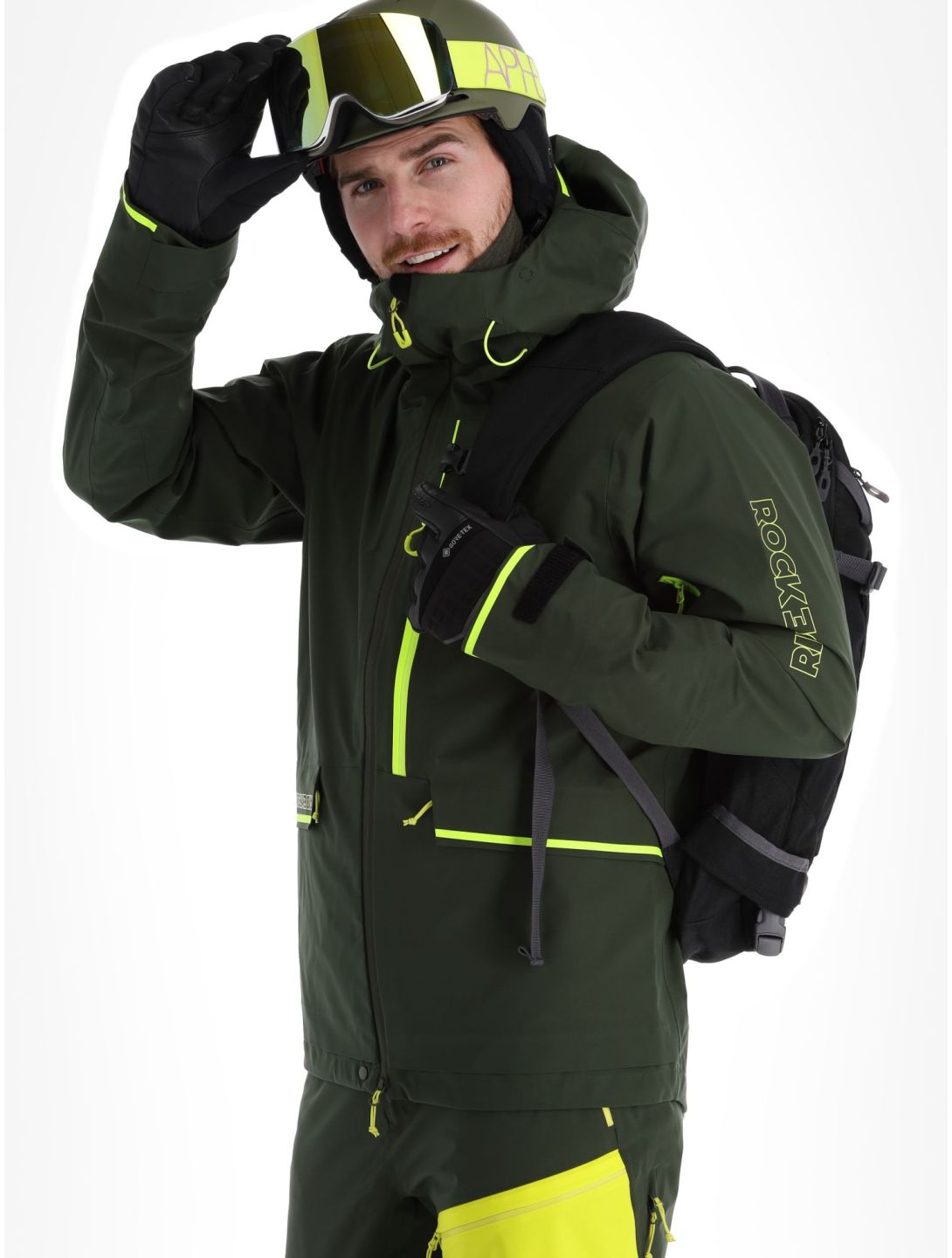 Rock Experience, Rockmantic hardshell ski jacket men Kombu Green / Safety Yellow green, yellow 