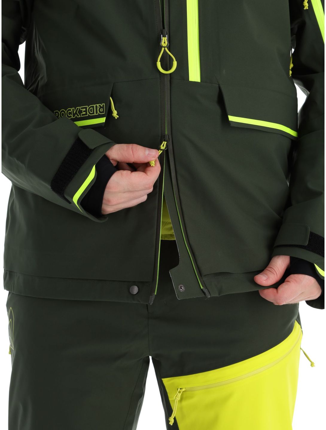 Rock Experience, Rockmantic hardshell ski jacket men Kombu Green / Safety Yellow green, yellow 