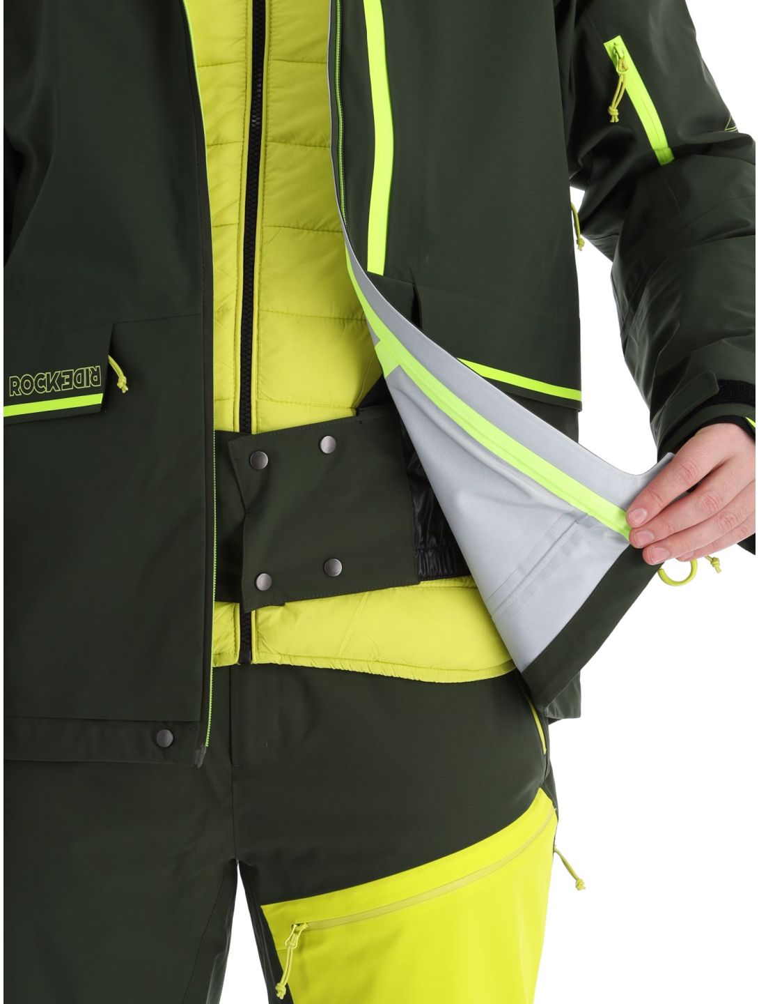 Rock Experience, Rockmantic hardshell ski jacket men Kombu Green / Safety Yellow green, yellow 