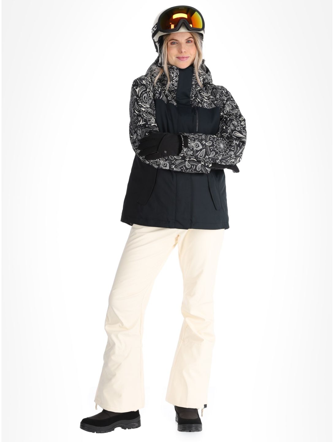 Roxy, Jetty Bloc ski jacket women True Black Bandanas black, white 