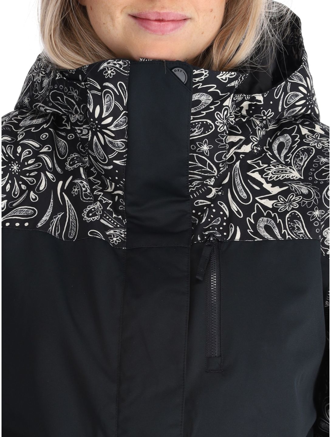 Roxy, Jetty Bloc ski jacket women True Black Bandanas black, white 