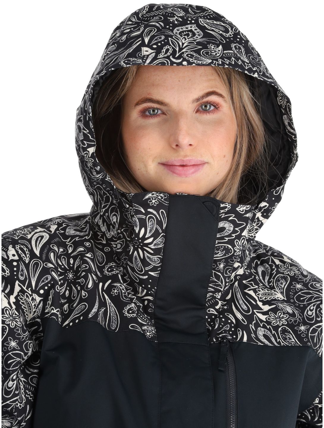 Roxy, Jetty Bloc ski jacket women True Black Bandanas black, white 