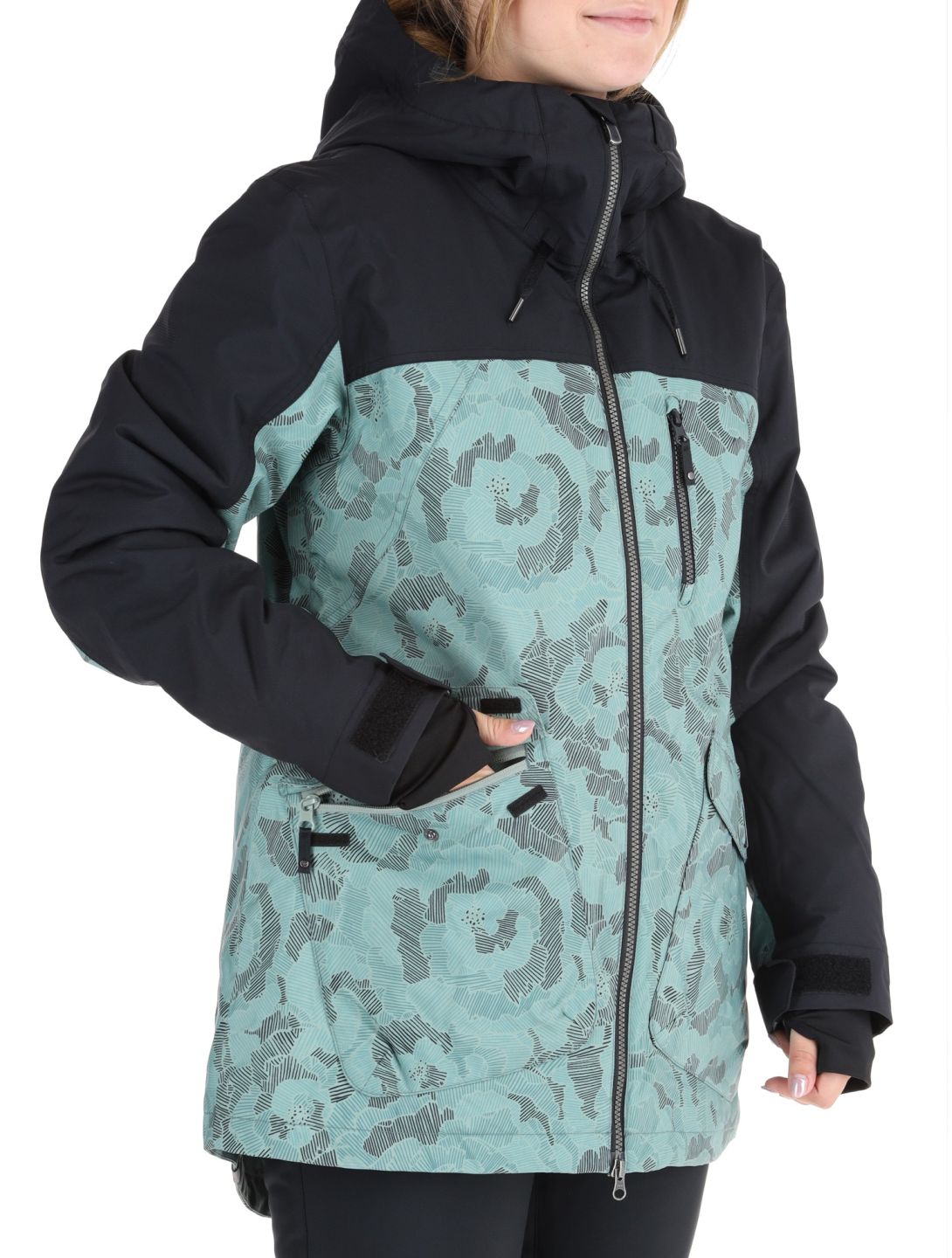 Roxy, Stated ski jacket women Lily Pad Sketch Book black, green 