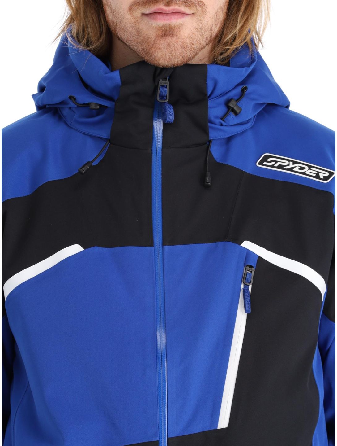 Spyder, Leader ski jacket men Electric Blue black, blue 