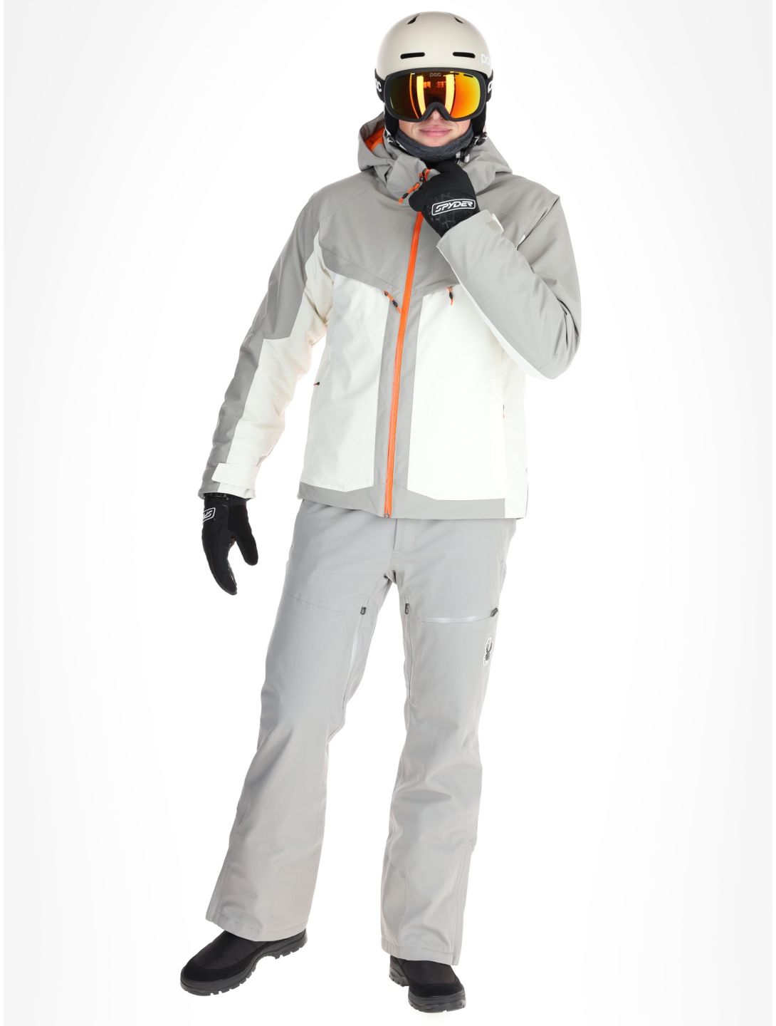 Spyder, Copper ski jacket men Vanilla Latte beige, grey 