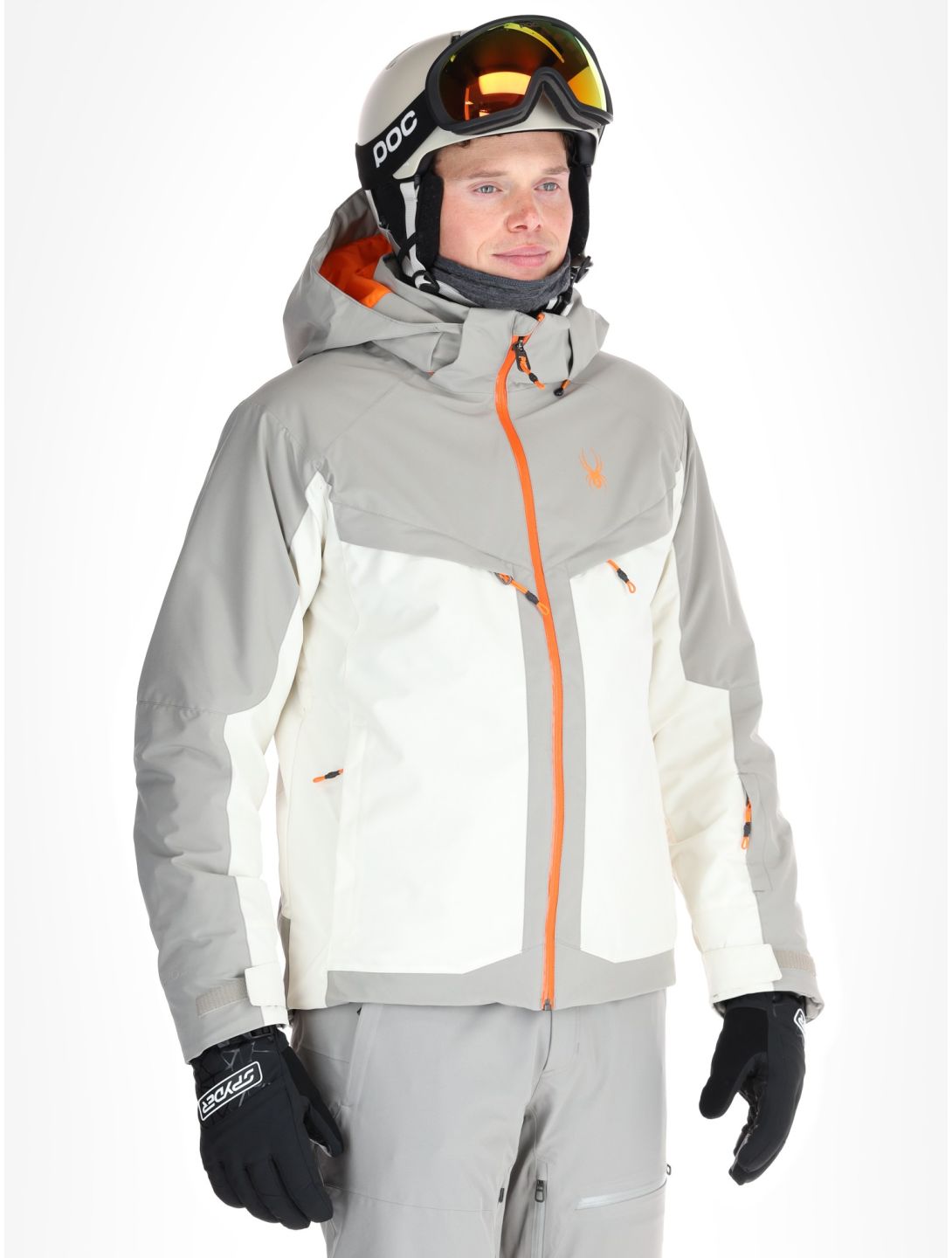 Spyder, Copper ski jacket men Vanilla Latte beige, grey 