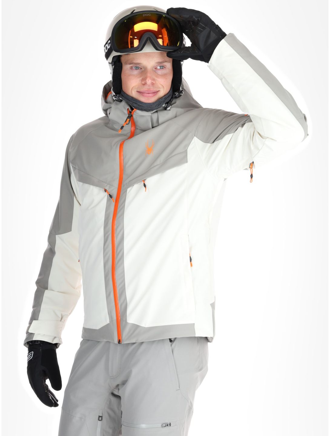 Spyder, Copper ski jacket men Vanilla Latte beige, grey 