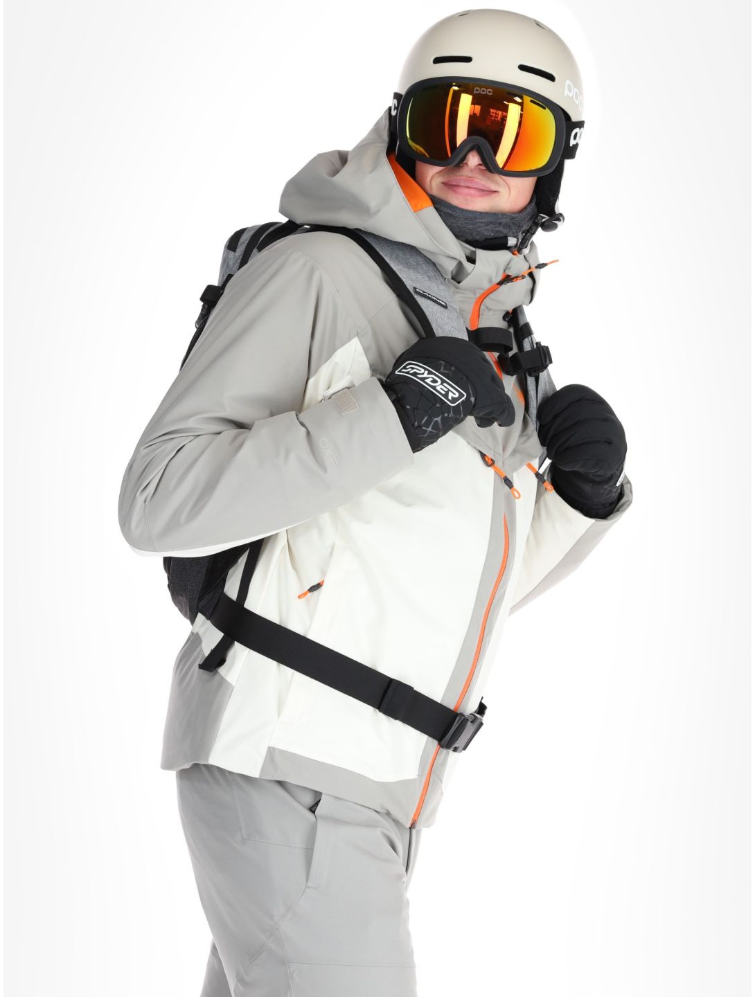 Spyder, Copper ski jacket men Vanilla Latte beige, grey 