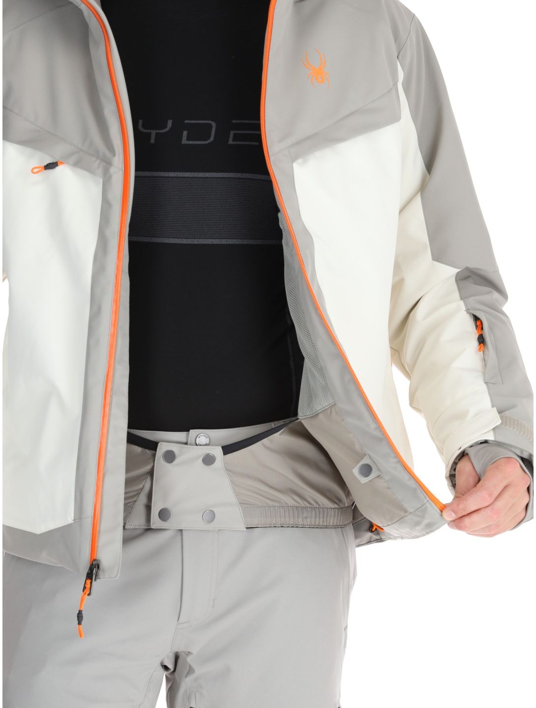 Spyder, Copper ski jacket men Vanilla Latte beige, grey 