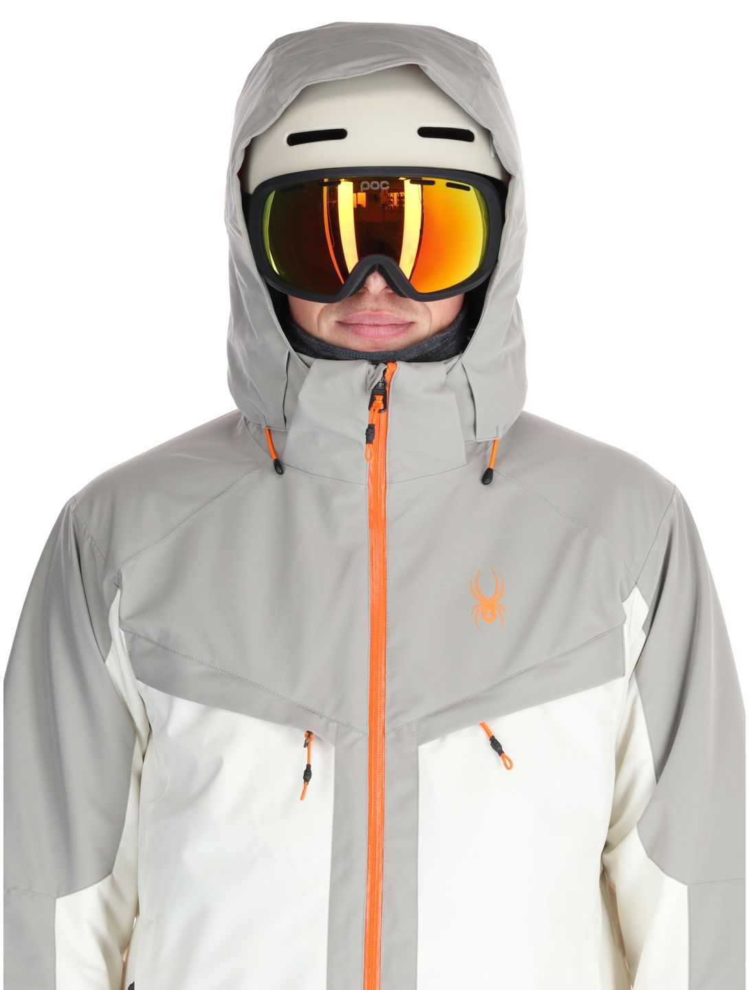 Spyder, Copper ski jacket men Vanilla Latte beige, grey 