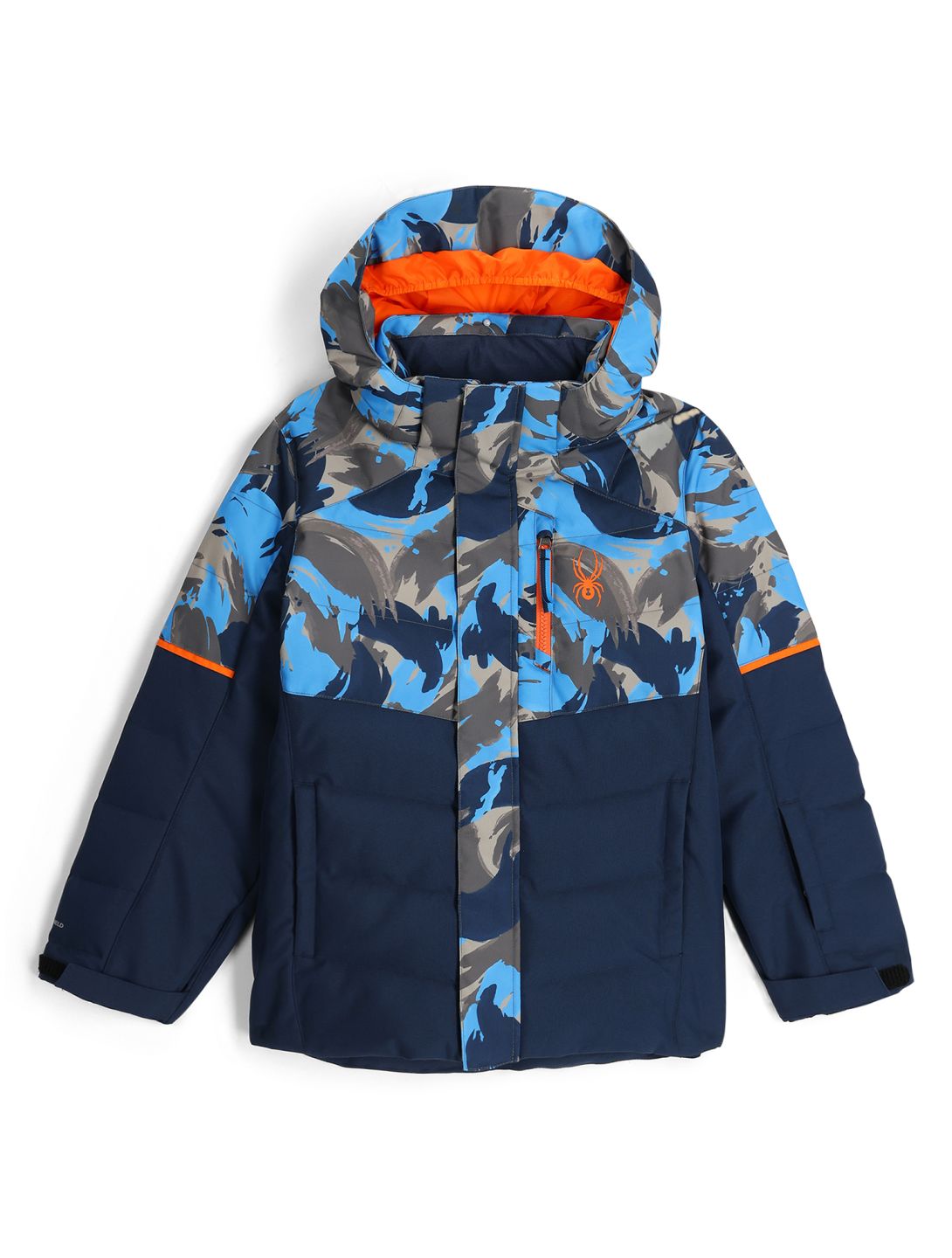 Spyder, Impulse Synthetic Down ski jacket kids Camouflage Aether Blue blue 