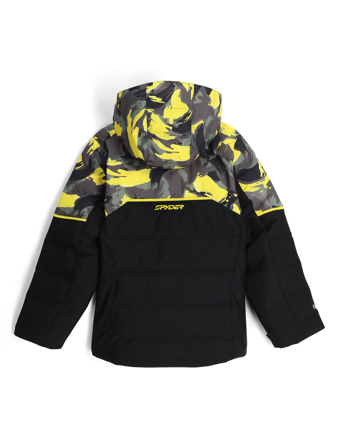 Spyder, Impulse Synthetic Down ski jacket kids Camouflage Acid Yellow black, yellow 