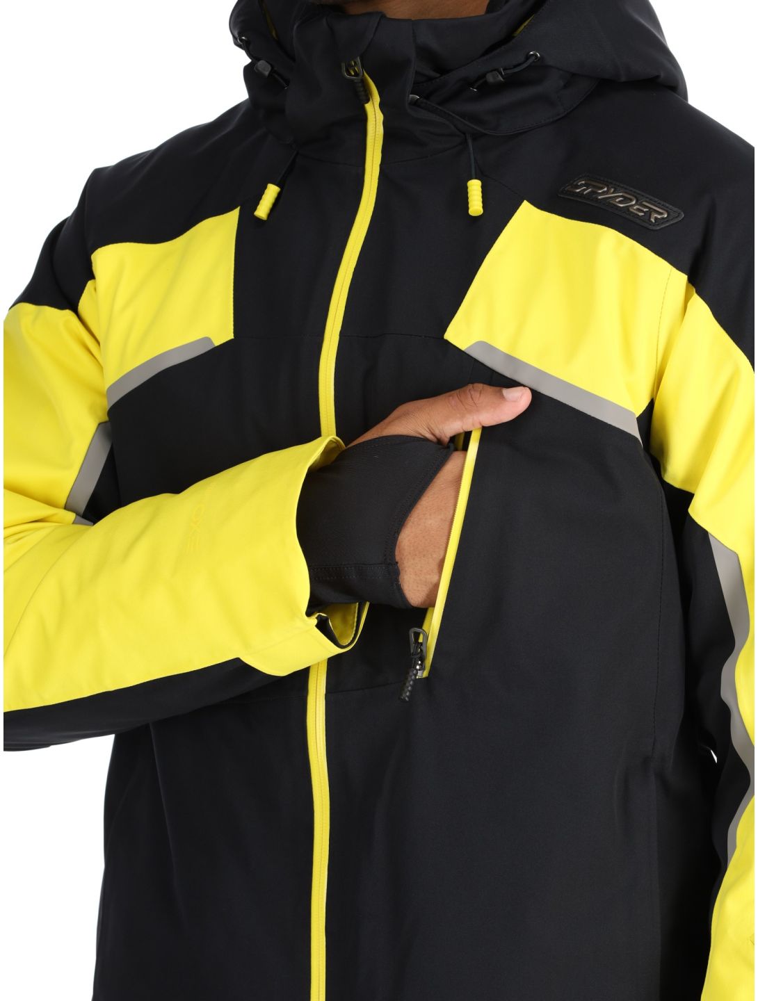 Spyder, Leader ski jacket men Acid Yellow black, yellow 