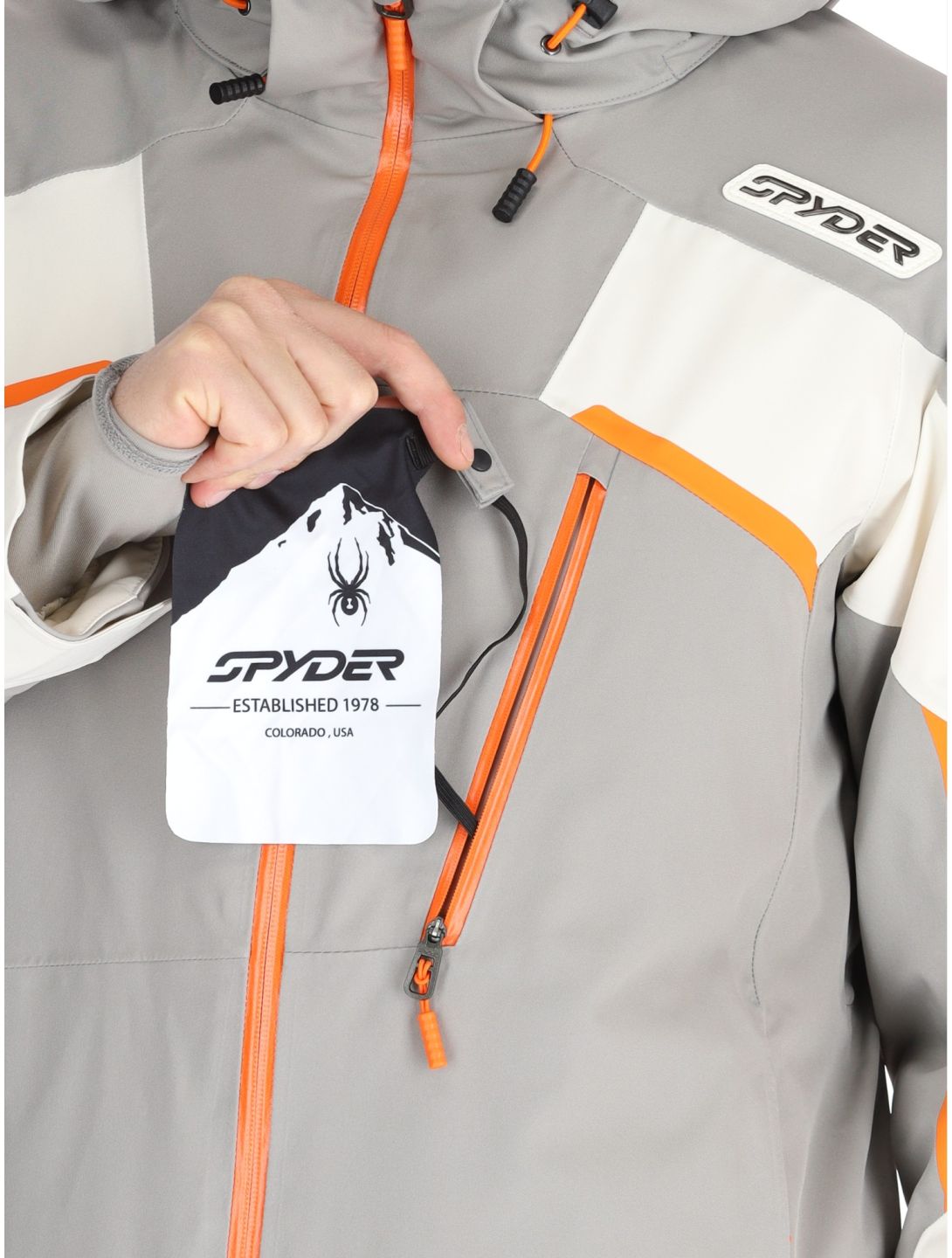 Spyder, Leader ski jacket men Concrete grey, white 