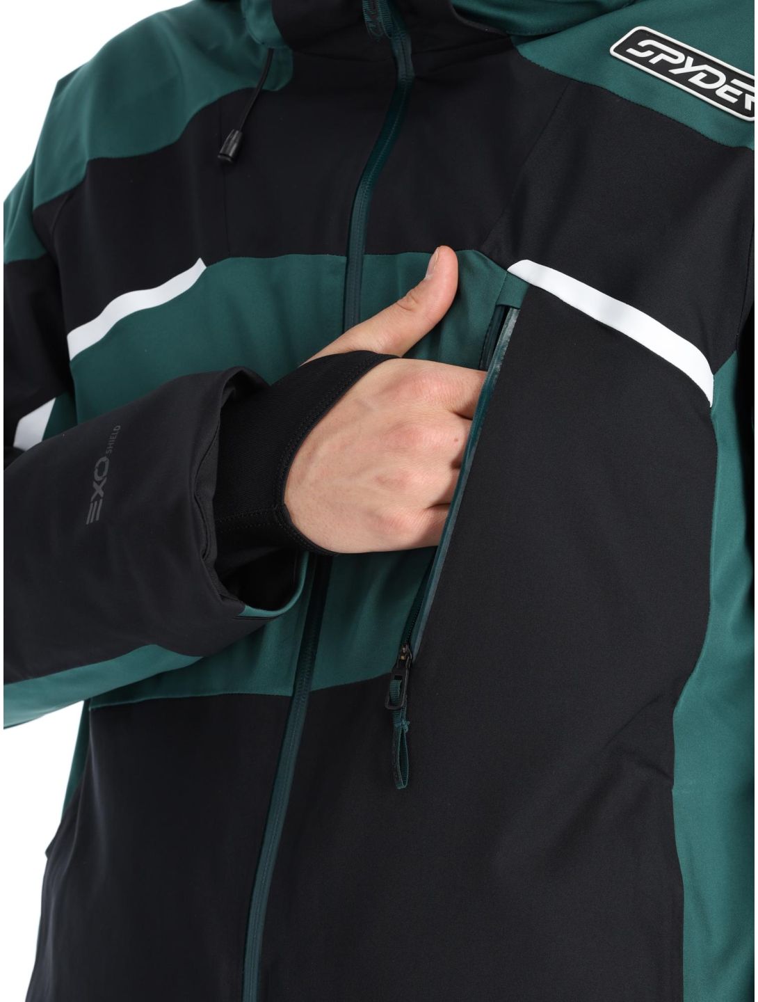 Spyder, Leader ski jacket men Cypress Green black, green 