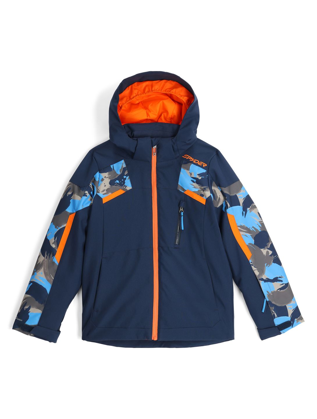 Spyder, Leader ski jacket kids Camouflage Aether Blue blue 