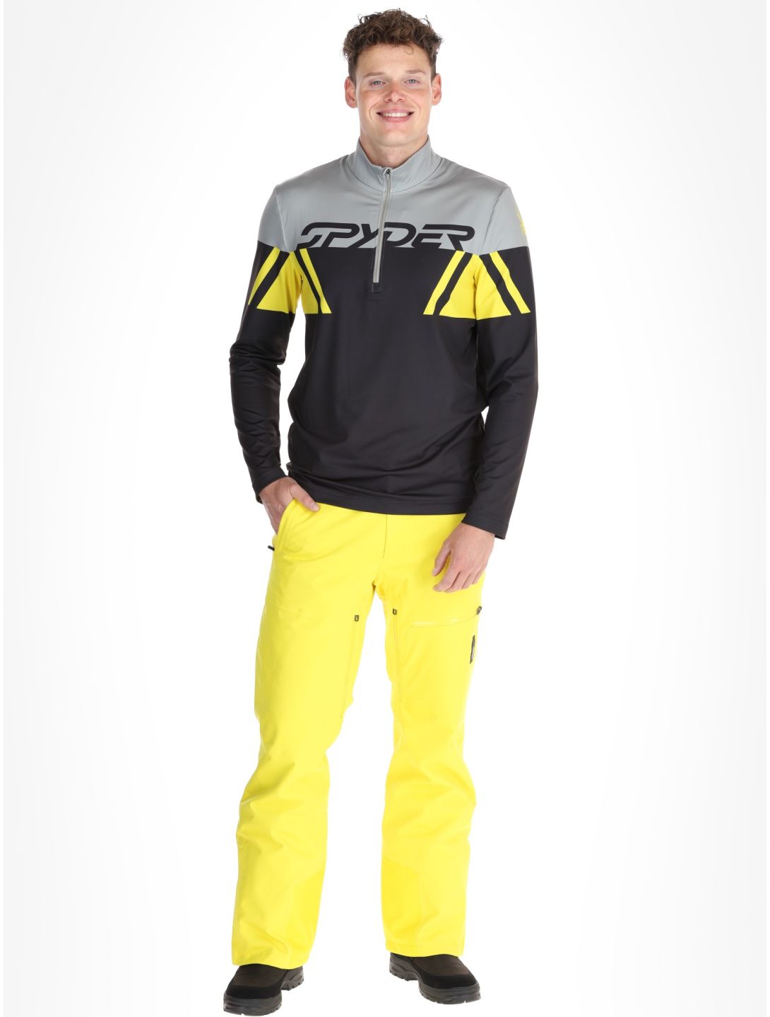 Spyder, Podium 1/2 Zip pullover men Acid Yellow black, yellow 