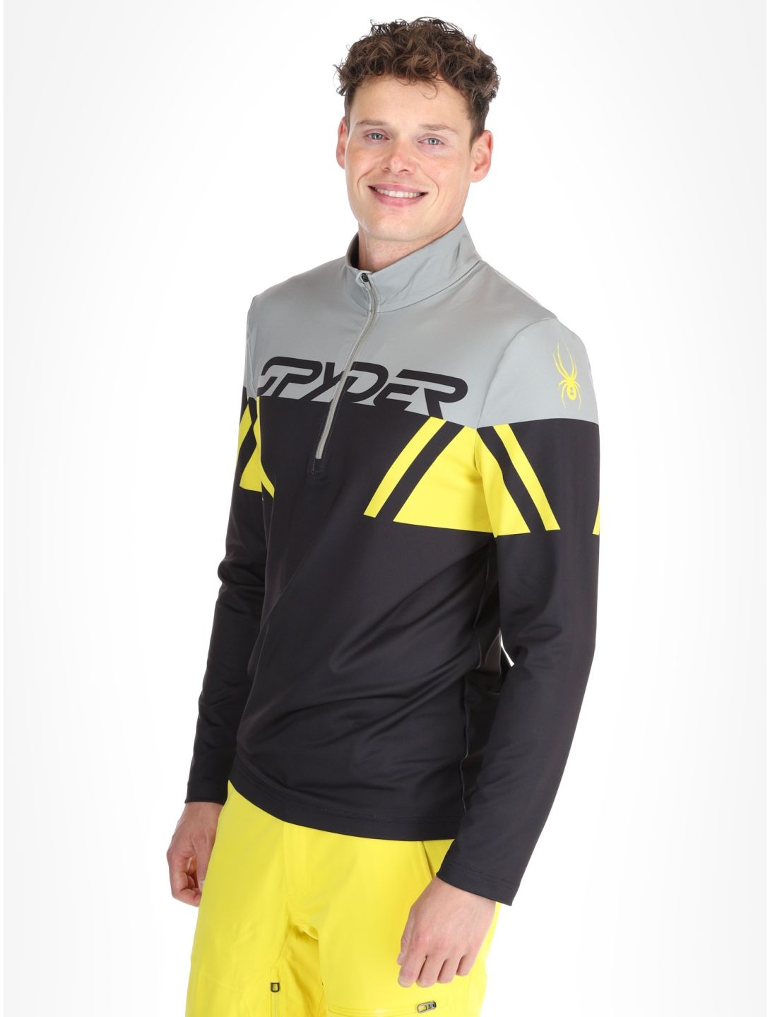 Spyder, Podium 1/2 Zip pullover men Acid Yellow black, yellow 