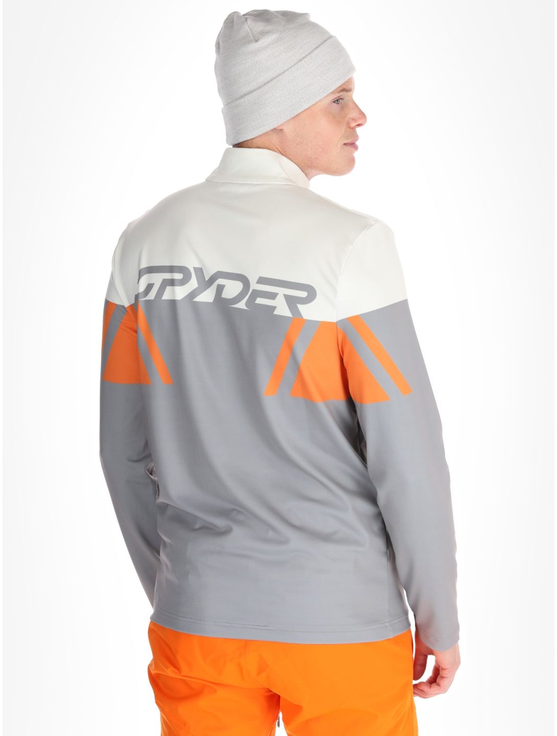 Spyder, Podium 1/2 Zip pullover men Concrete grey, orange 