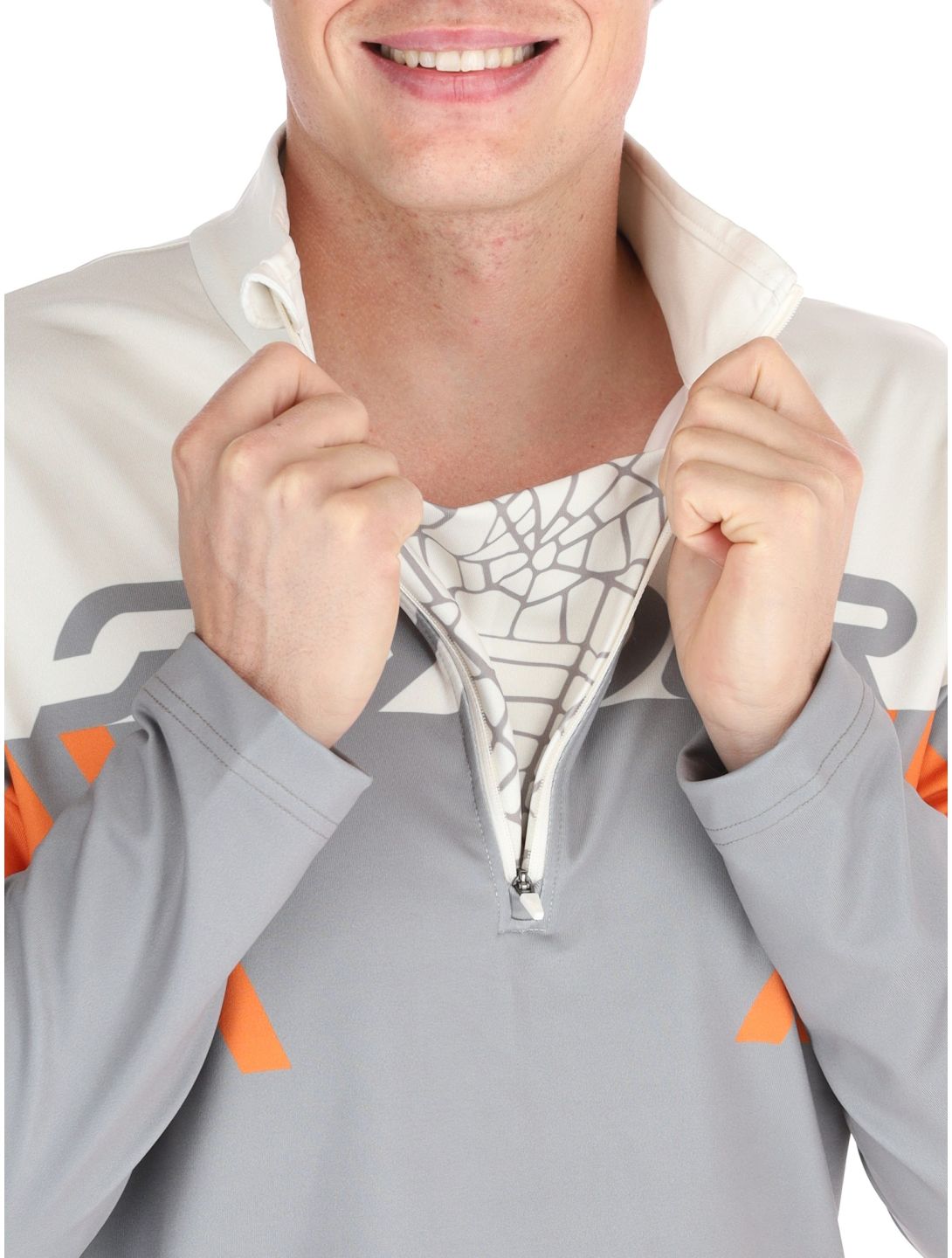 Spyder, Podium 1/2 Zip pullover men Concrete grey, orange 