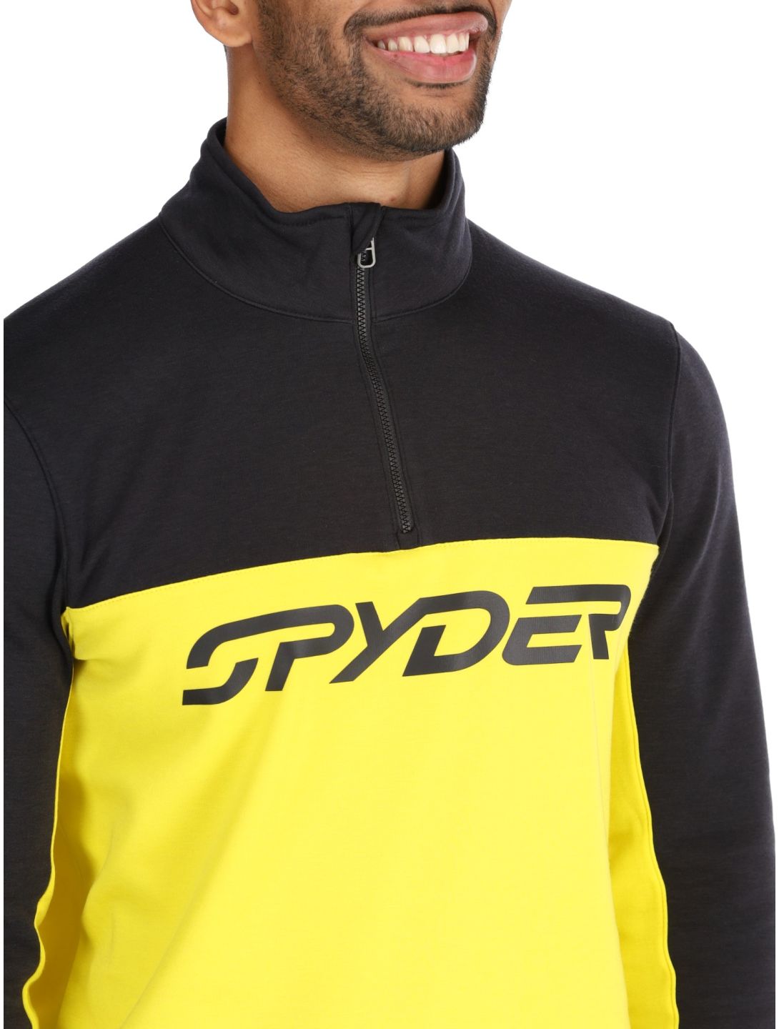 Spyder, Speed Fleece 1/2 Zip pullover men Acid Yellow black, yellow 