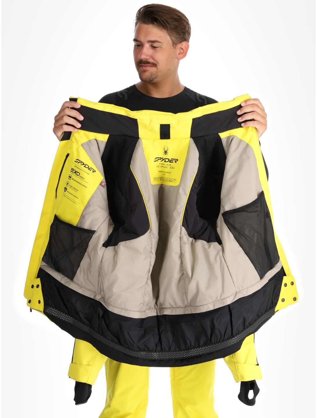 Spyder, Titan ski jacket men Acid Yellow black, yellow 