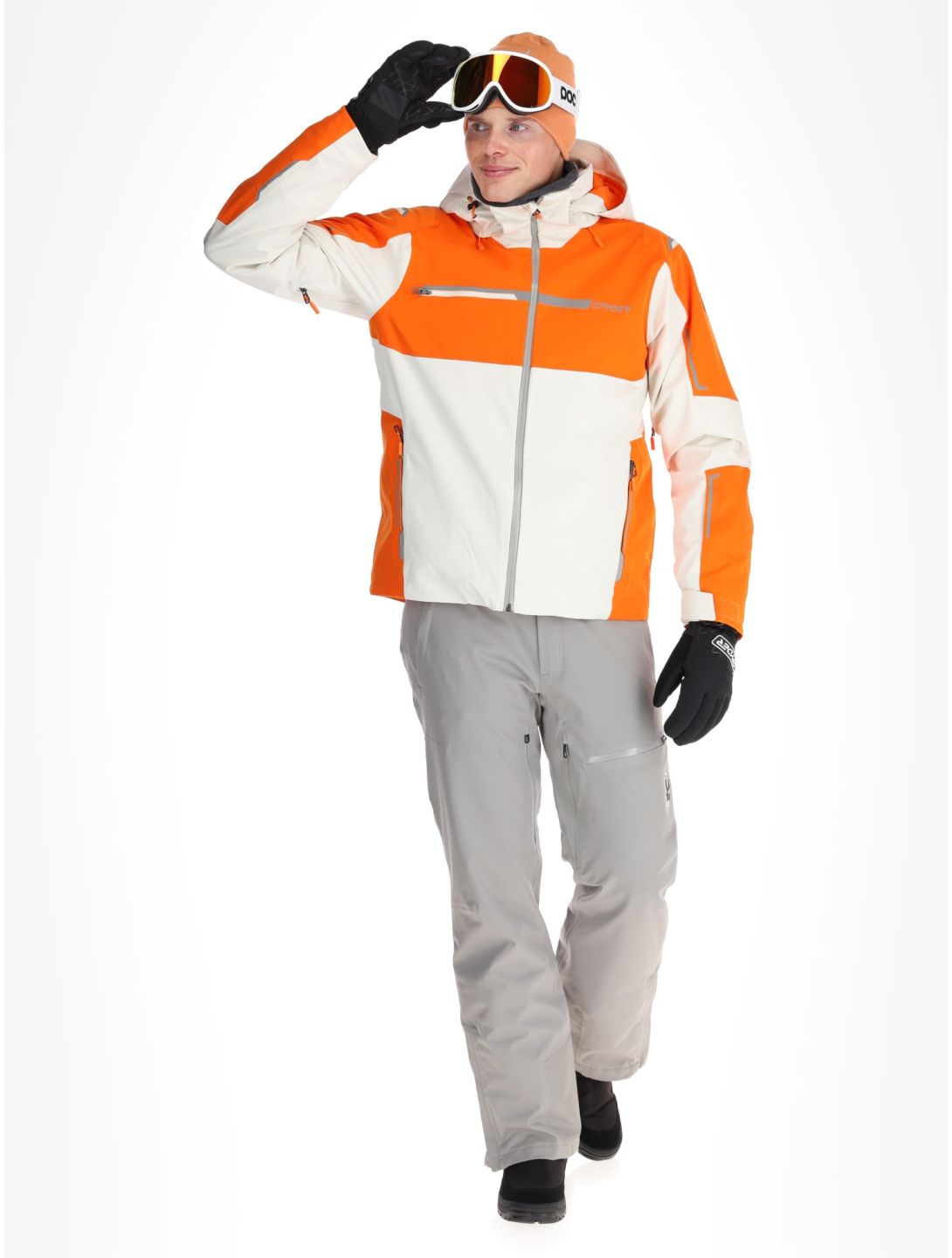 Spyder, Titan ski jacket men Orange Shock beige, orange 