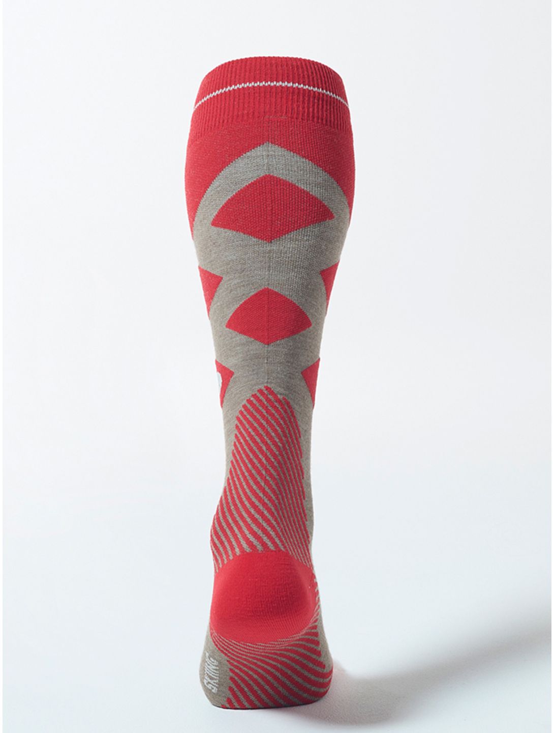 Stox, Merino Skiing compression socks women Taupe / Red grey, red 