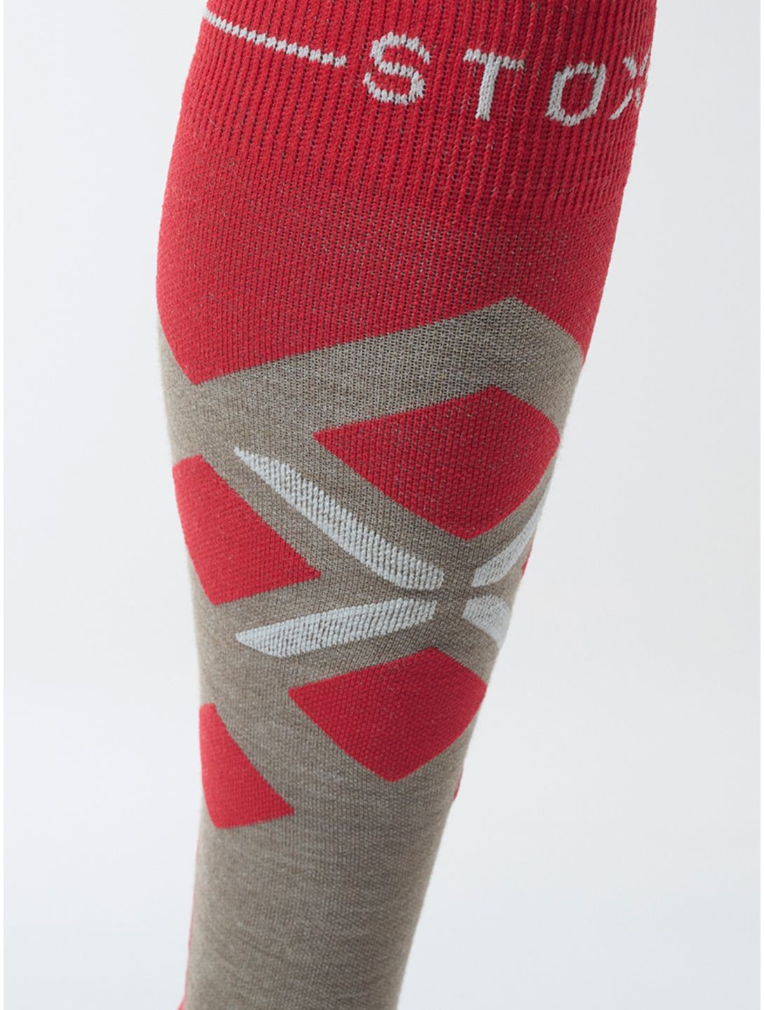 Stox, Merino Skiing compression socks women Taupe / Red grey, red 