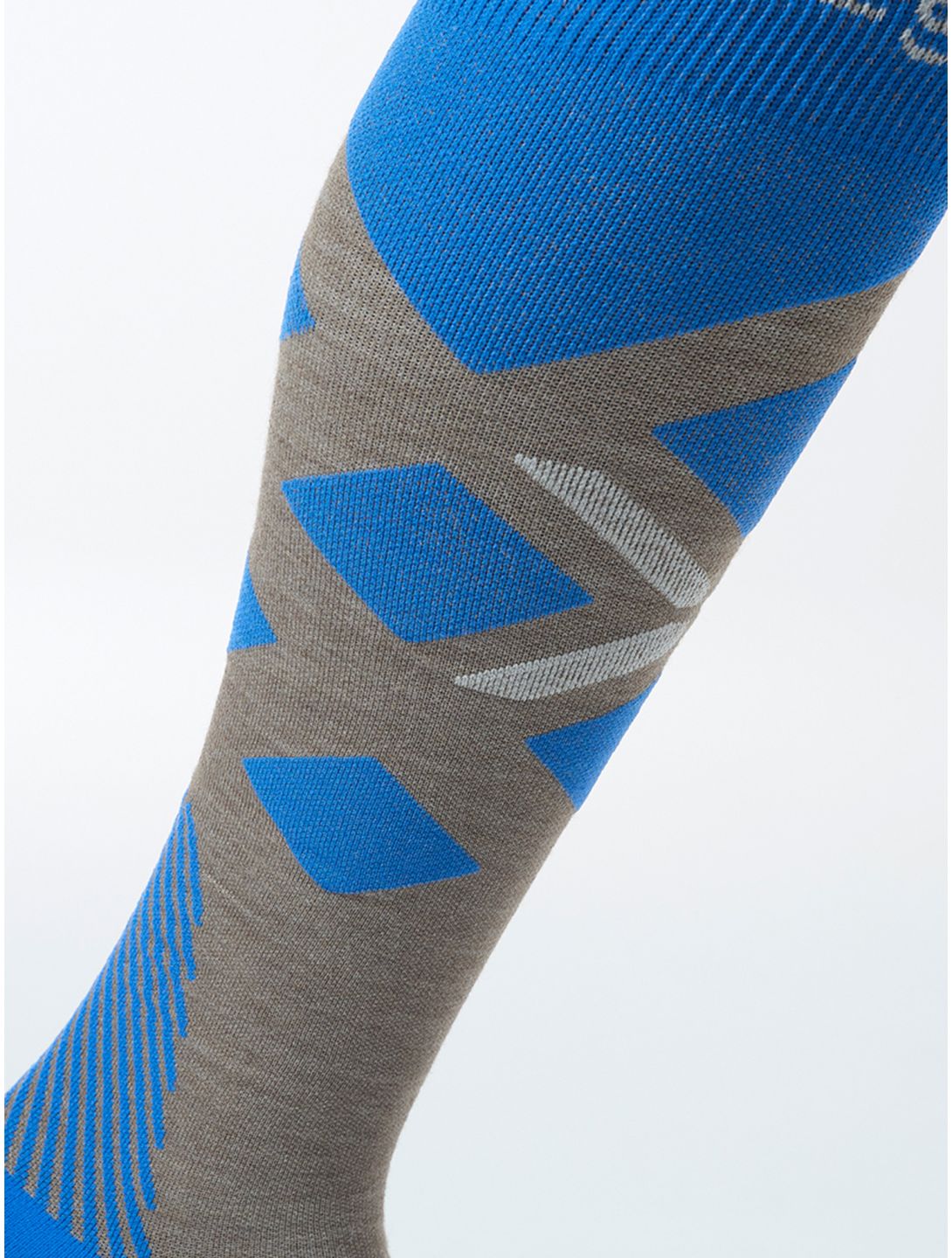 Stox, Merino Skiing compression socks men Taupe / Cobalt blue, grey 