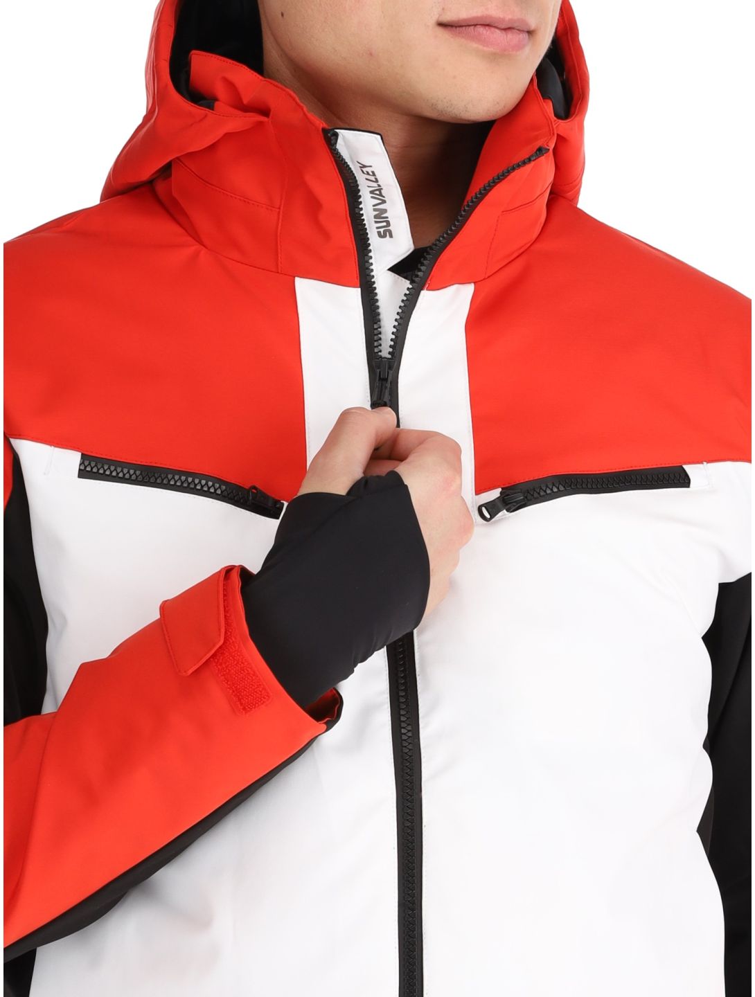 Sun Valley, Draggo ski jacket men Blanc red, white 