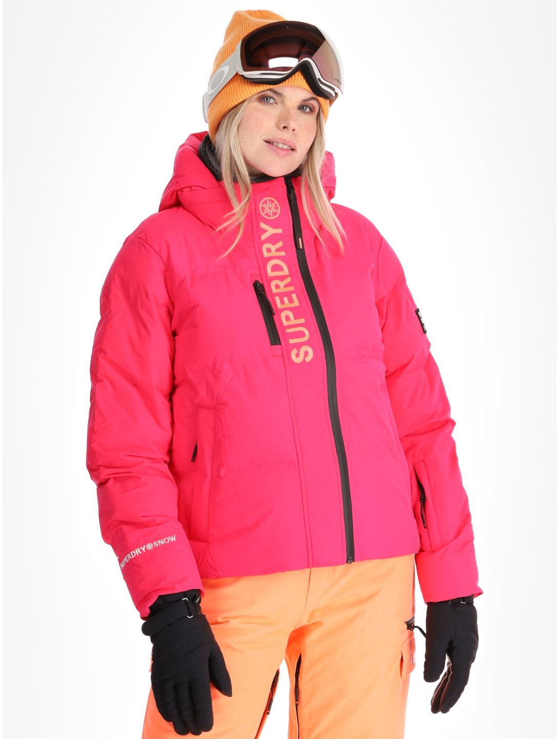 Superdry, Hooded Ski Boxy Puffer ski jacket women Hyper Fire Pink pink 