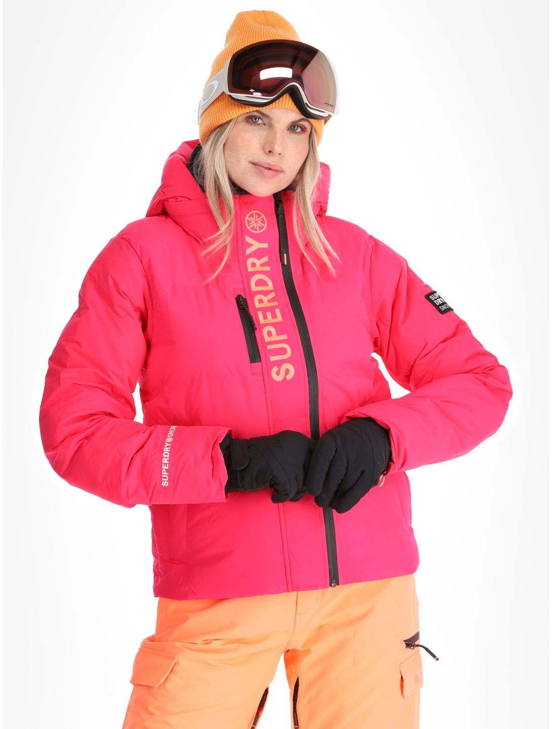 Superdry, Hooded Ski Boxy Puffer ski jacket women Hyper Fire Pink pink 