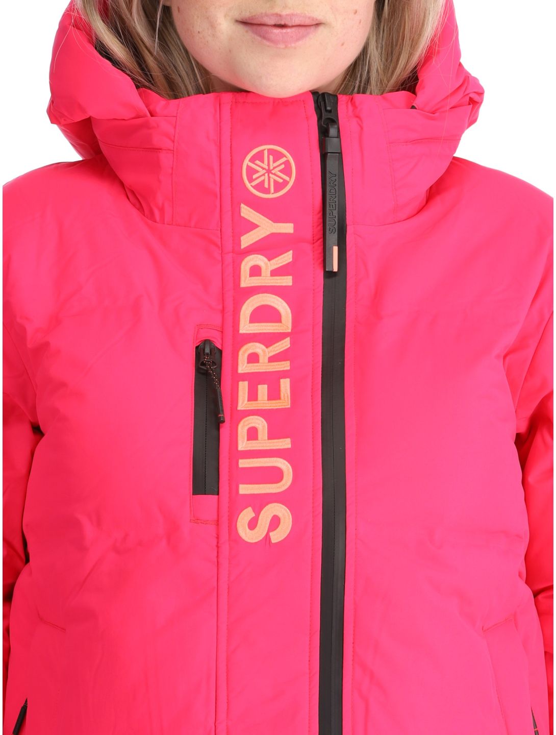 Superdry, Hooded Ski Boxy Puffer ski jacket women Hyper Fire Pink pink 