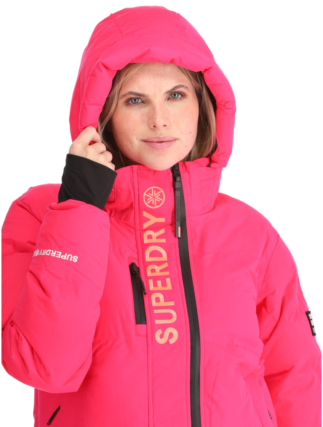 Superdry, Hooded Ski Boxy Puffer ski jacket women Hyper Fire Pink pink 