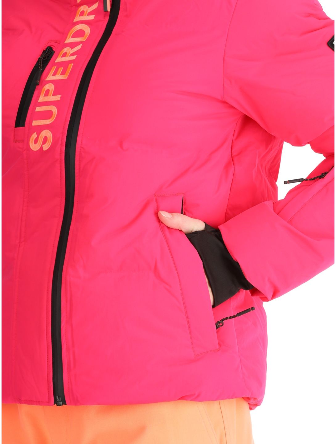 Superdry, Hooded Ski Boxy Puffer ski jacket women Hyper Fire Pink pink 